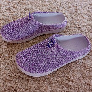 Kauai Woman's Clog Anti Slip Breathable Slip-ons Purple White Size 39/8.5